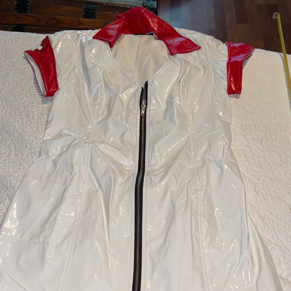 Lip Service Vintage Glossy Red and White Nurse uniform